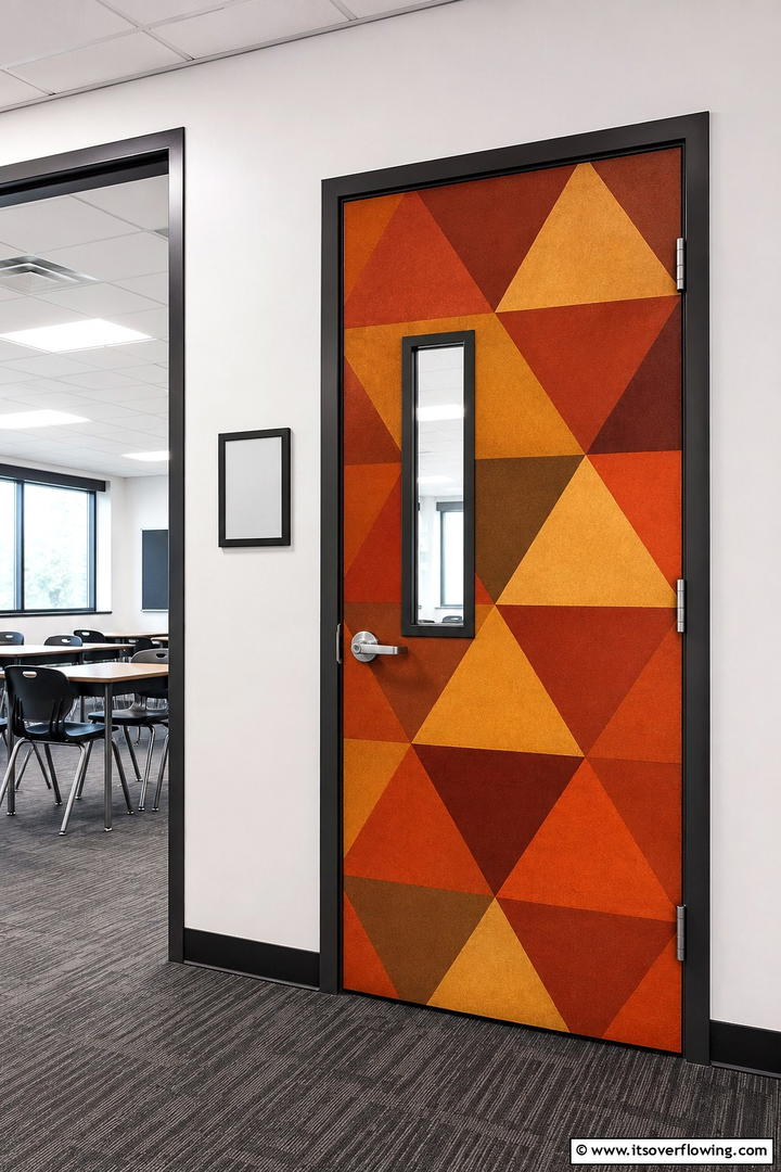 Autumn Geometric Patterns - 50 Fall Door Decor Classroom Ideas for Cozy Entryways
