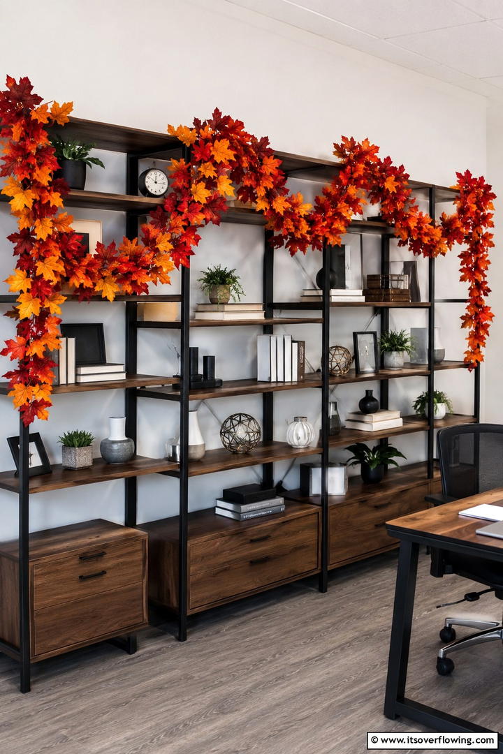 Autumn Leaf Office Garland - 50 Fall Office Decor Ideas for A Sleek, Calm Workspace