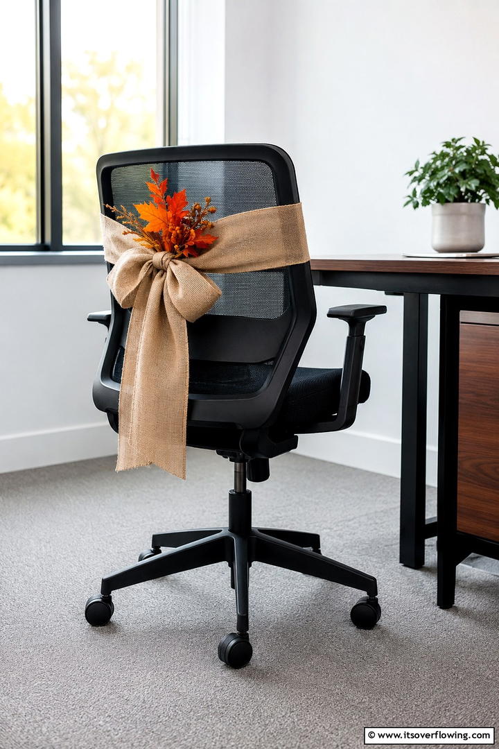 Autumn Office Chair Sash - 50 Fall Office Decor Ideas for A Sleek, Calm Workspace