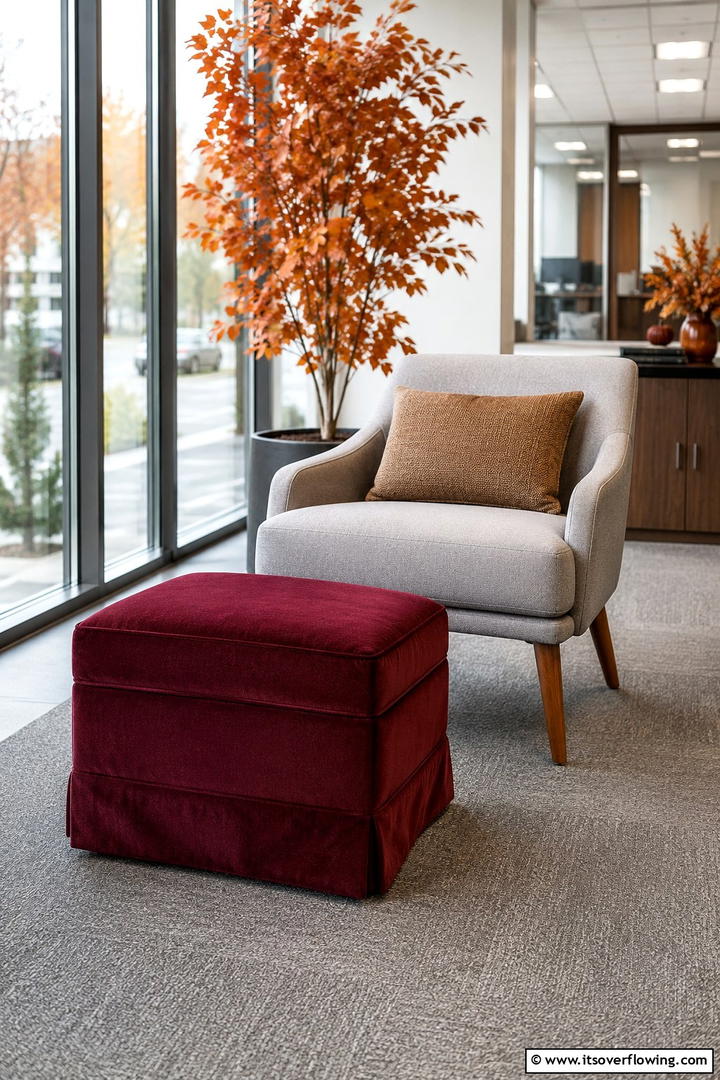 Autumn Office Ottoman Refresh - 50 Fall Office Decor Ideas for A Sleek, Calm Workspace