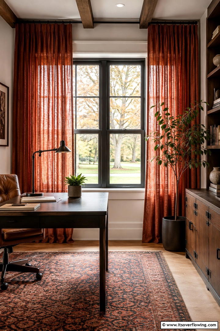 Autumn Office Window Treatments - 50 Fall Office Decor Ideas for A Sleek, Calm Workspace
