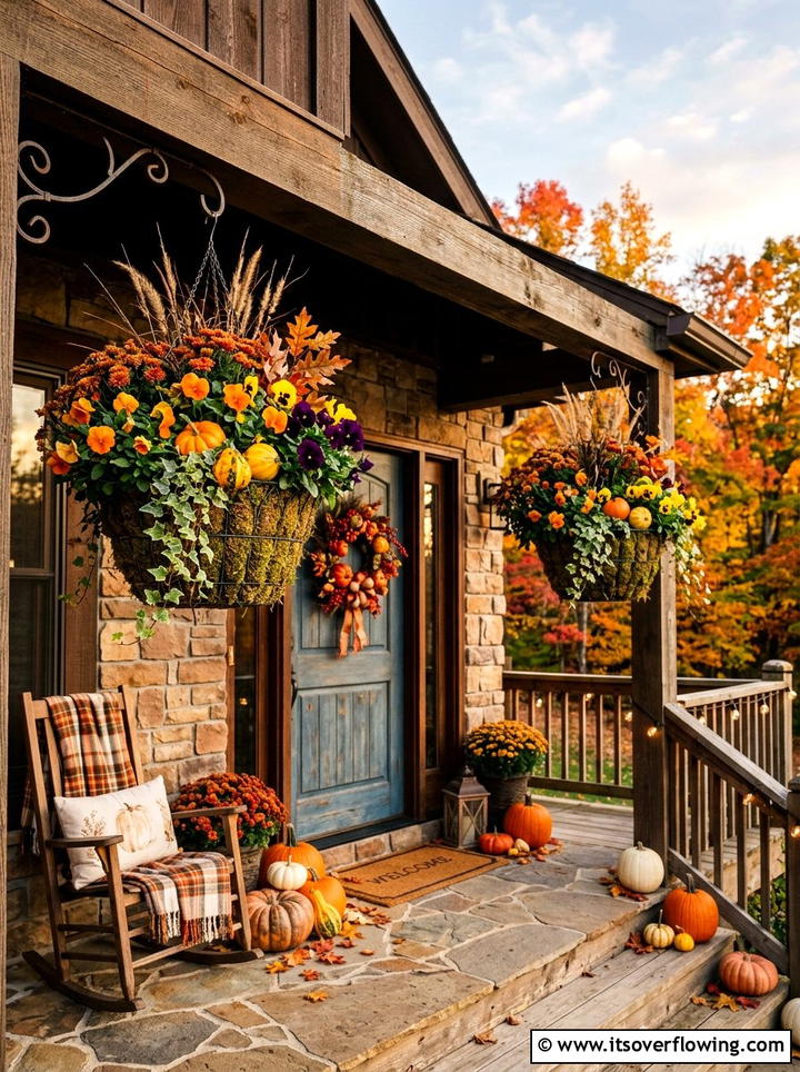 Autumn Porch Hanging Baskets - 25 front porch ideas with hanging baskets