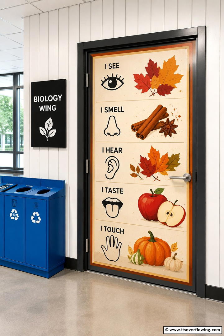 Autumn Sensory Display - 50 Fall Door Decor Classroom Ideas for Cozy Entryways