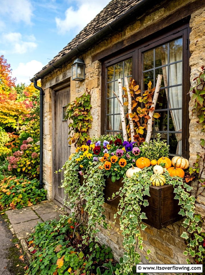 Autumn Window Box - 25 garden decor ideas with fall decor