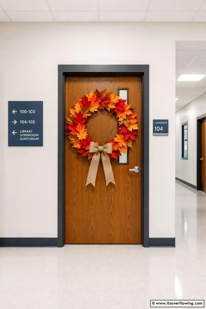Autumn Wreath Door - 50 Fall Door Decor Classroom Ideas for Cozy Entryways