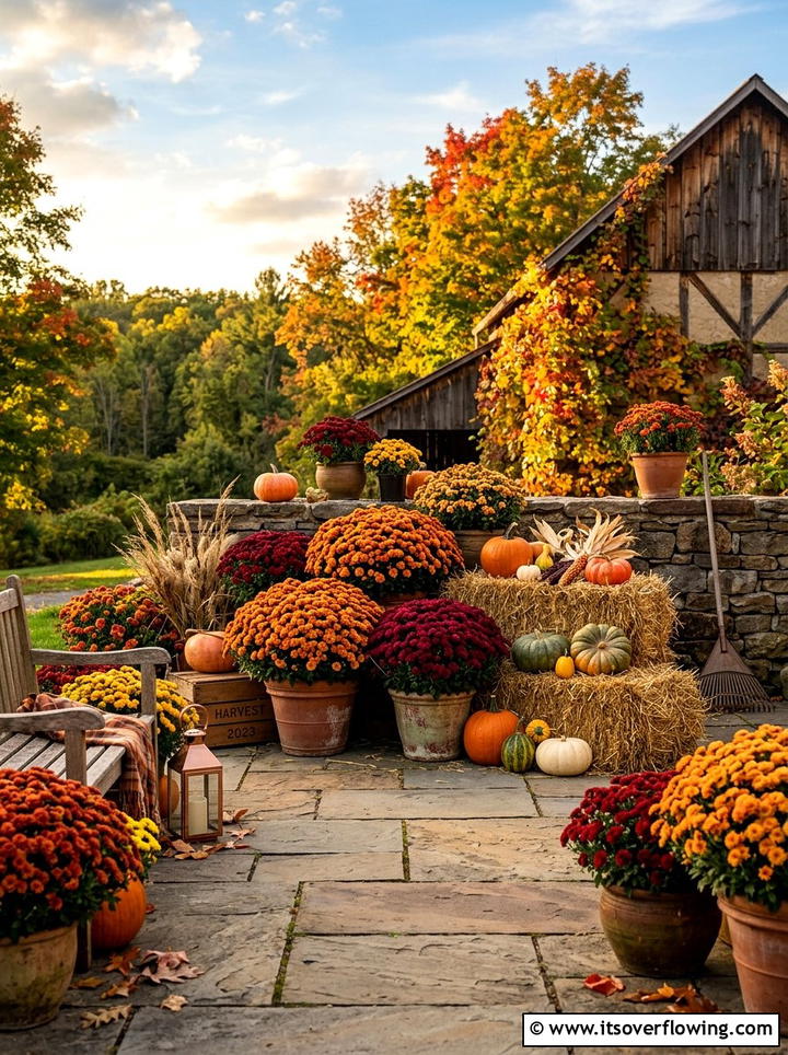 Autumn mum display - 25 garden design ideas with seasonal flowers