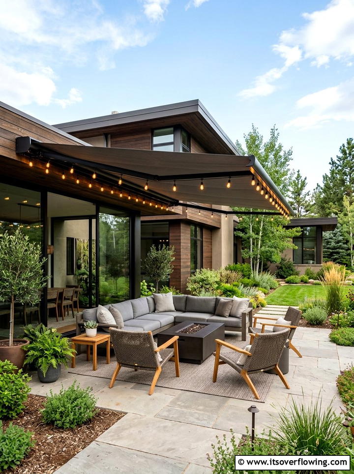 Awning string lights - 25 garden decor ideas with string bulb lights