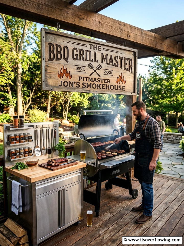 BBQ Grill Master Sign - 25 backyard decorating ideas with signs