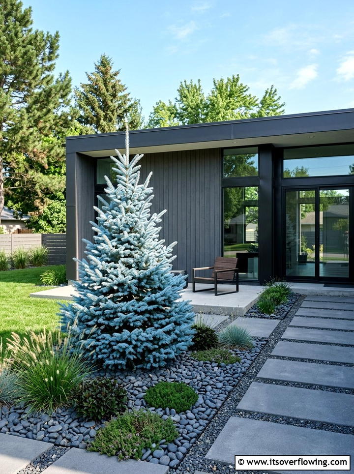 Baby Blue Eyes Spruce - 25 small garden ideas with dwarf trees