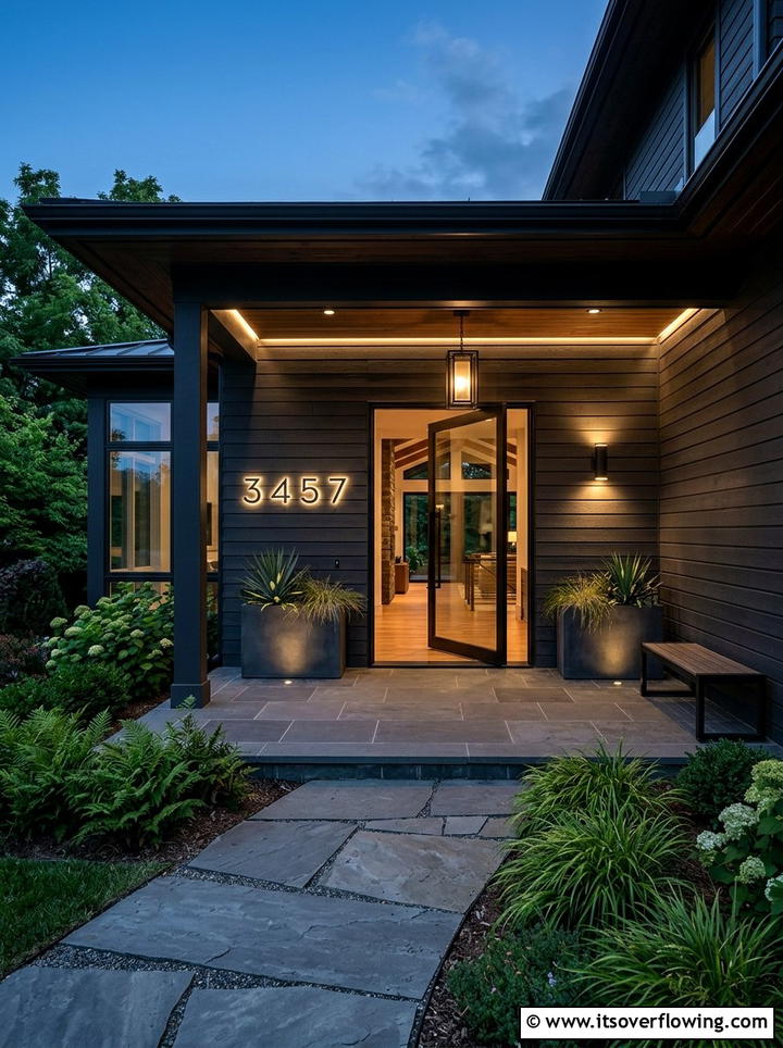 Backlit LED house numbers - 25 front porch ideas with house numbers