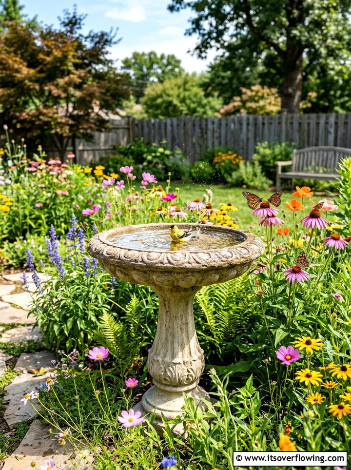 Backyard Bird Bath - 25 garden decor ideas for relaxing spaces