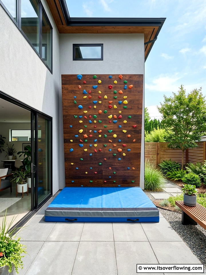 Backyard Climbing Wall - 25 backyard ideas with play area
