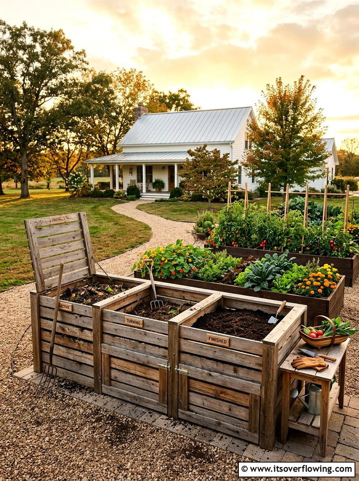 Backyard Compost Station - 25 creative garden ideas with sustainable landscaping