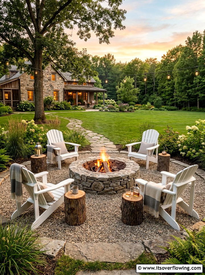Backyard Fire Pit Area - 25 backyard ideas with farmhouse style