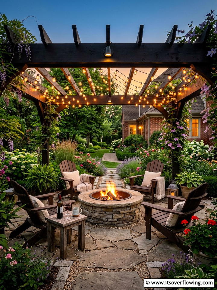 Backyard Fire Pit With Pergola - 25 creative garden ideas with fire pit circles