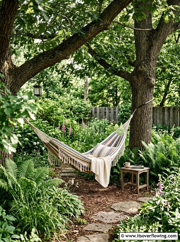 Backyard Hammock Nook - 25 backyard ideas with garden and lawn