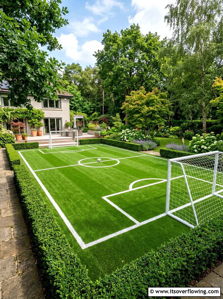 Backyard Mini Soccer Pitch - 25 backyard ideas with play area