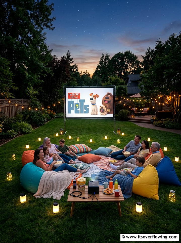 Backyard Movie Projector - 25 garden decor ideas for cozy evenings