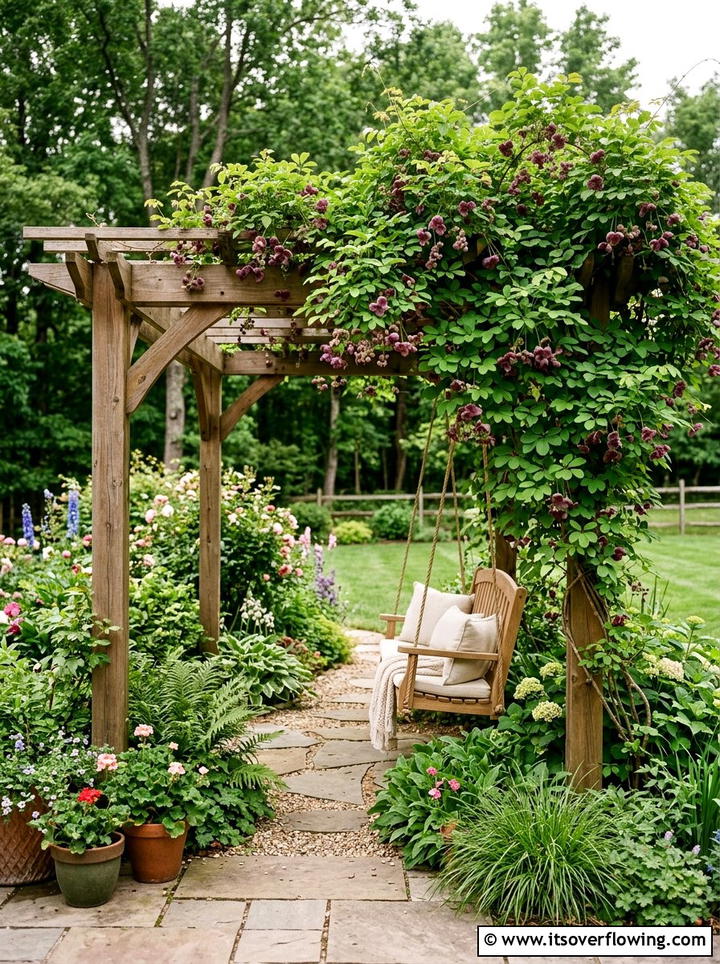 Backyard Pergola With Chocolate Vine - 25 garden design ideas with pergola and vines