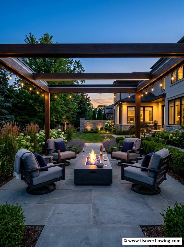 Backyard Pergola With Gas Fire Pit - 25 backyard ideas with pergola and fire pit