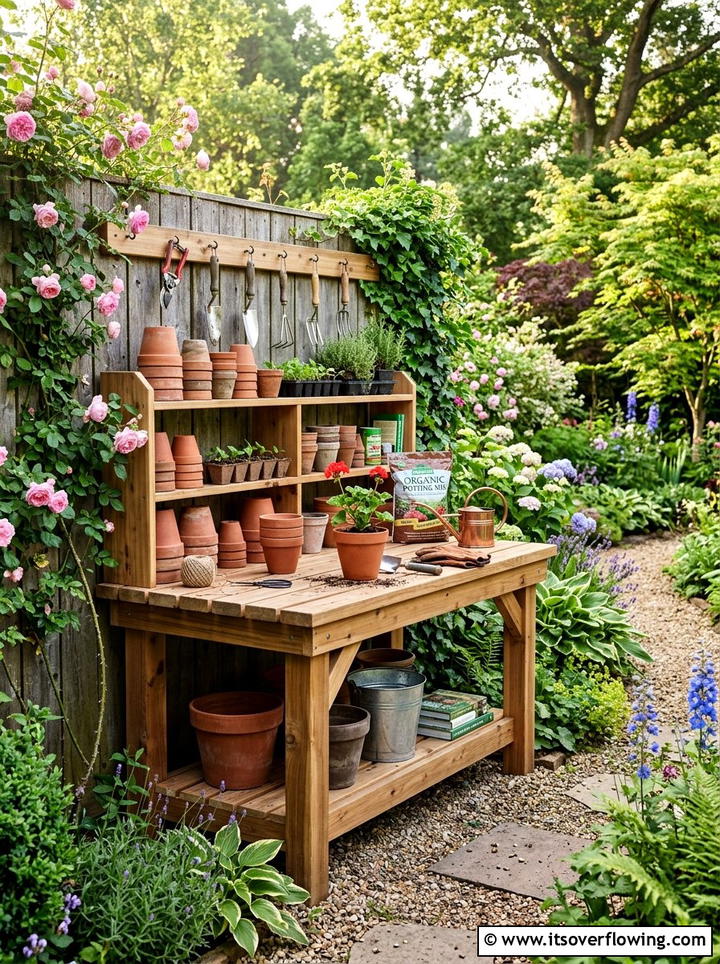 Backyard Potting Station - 25 garden ideas with weekend projects