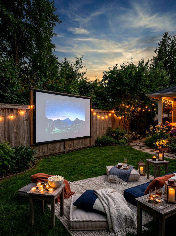 Backyard Projector Screen - 25 backyard decorating ideas on a budget