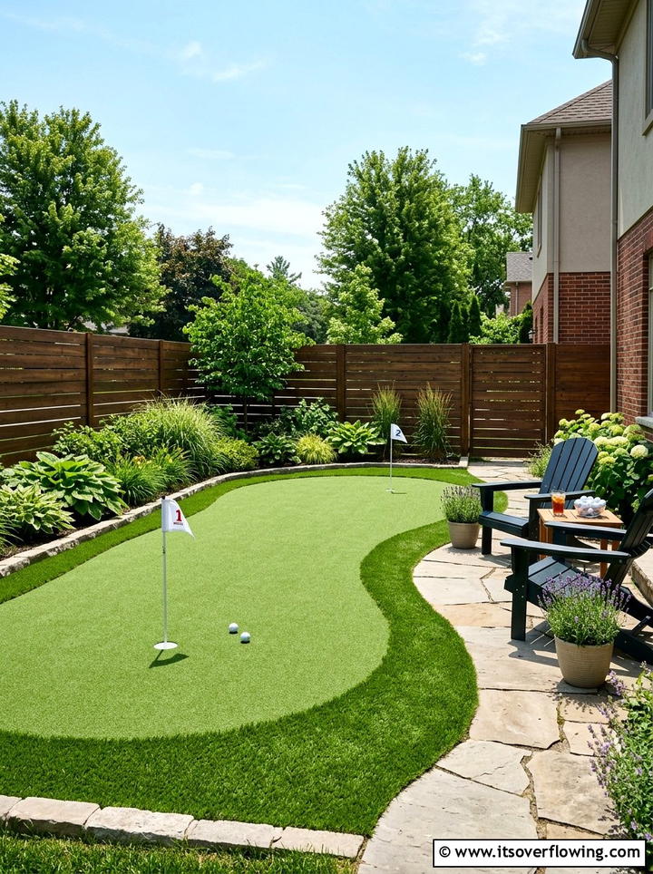 Backyard Putting Green - 25 small garden ideas with artificial turf