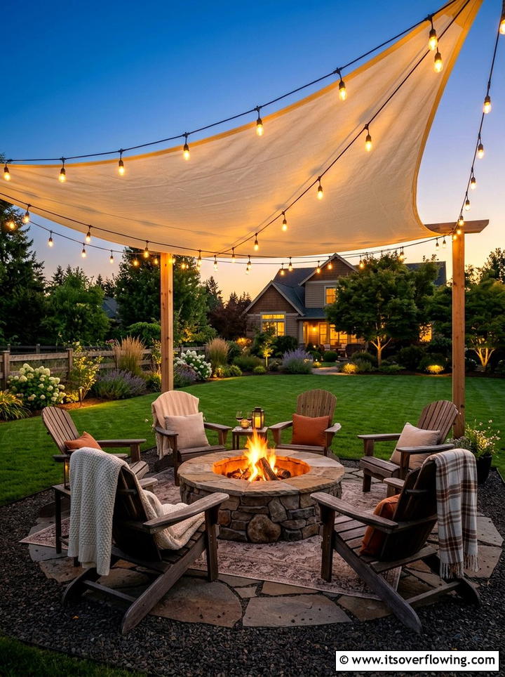 Backyard Seating Area Canopy - 25 backyard ideas with shade sail