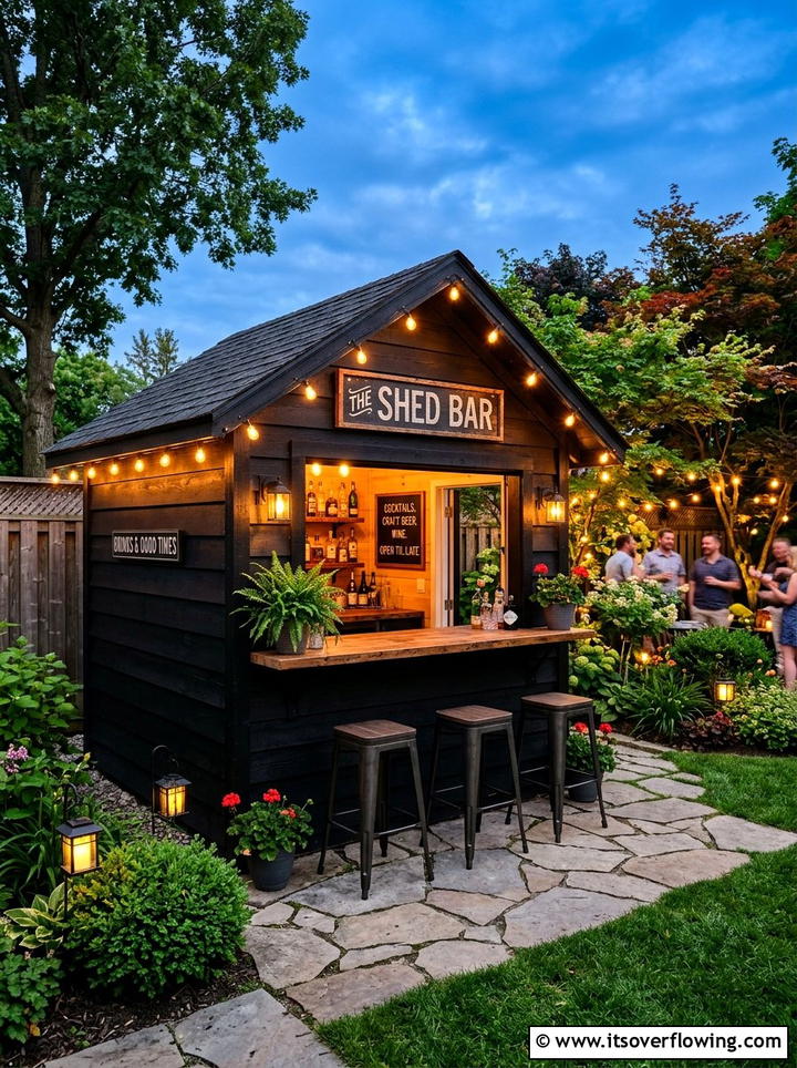 Backyard Shed Bar - 25 backyard ideas for spring makeovers