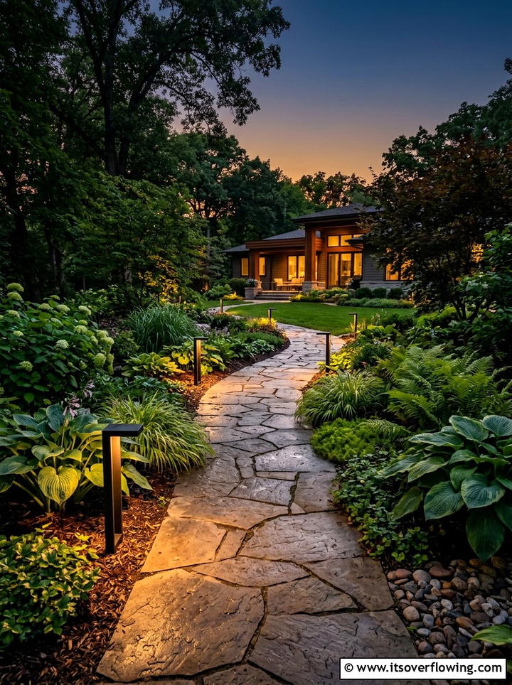 Backyard Stone Path Lighting - 25 garden design ideas with lighting plans