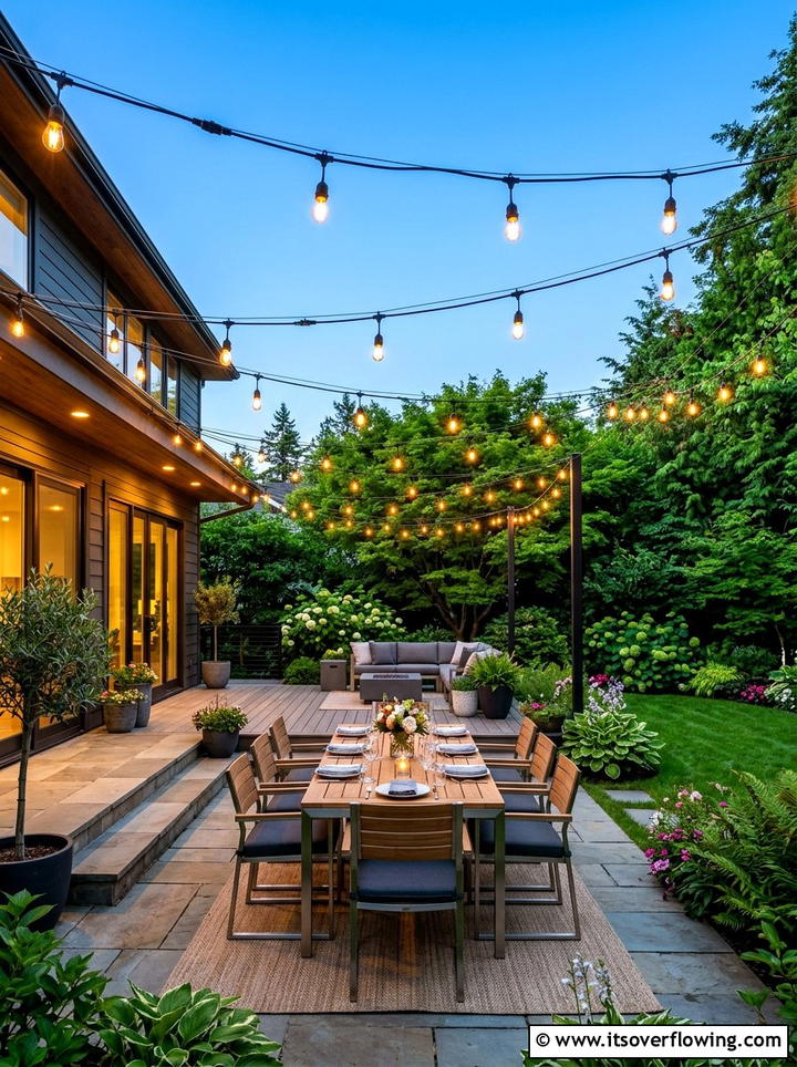 Backyard String Lighting - 25 garden decor ideas for backyards
