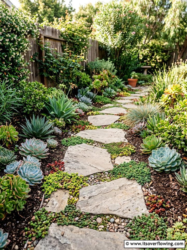 Backyard Succulent Path - 25 backyard ideas with succulents