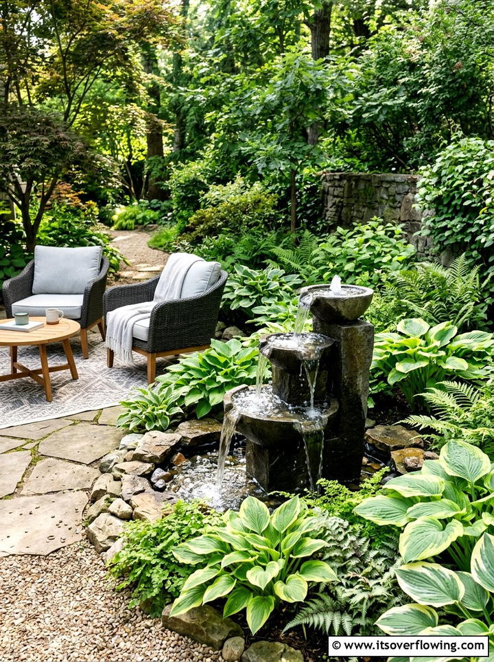 Backyard Water Fountain - 25 creative garden ideas for patios