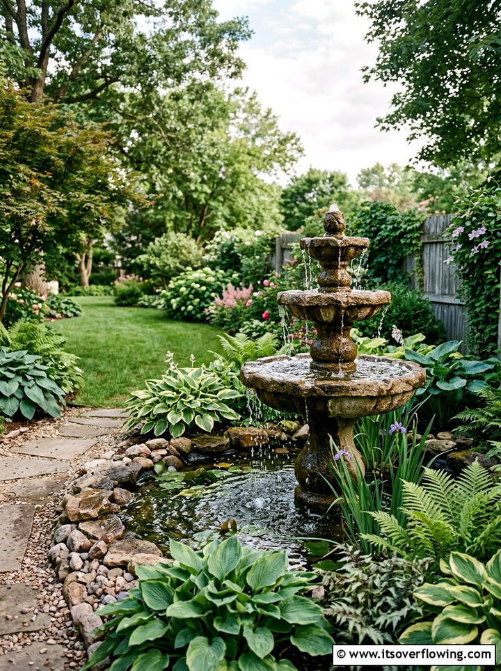 Backyard Water Fountain - 25 backyard ideas with garden and lawn