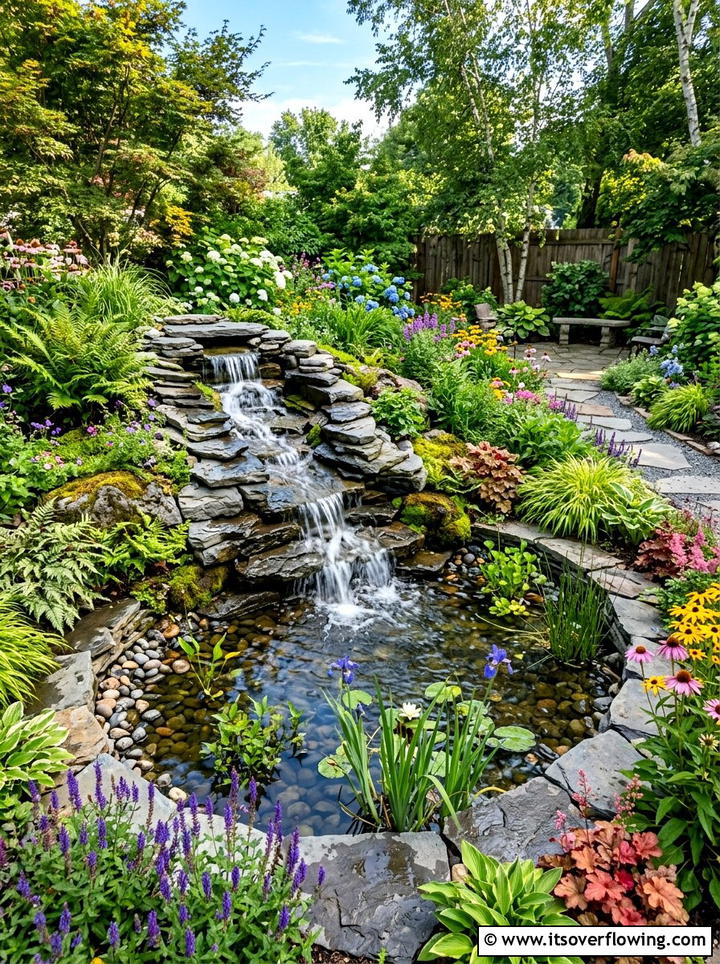 Backyard Waterfall Feature - 25 backyard ideas with rain garden