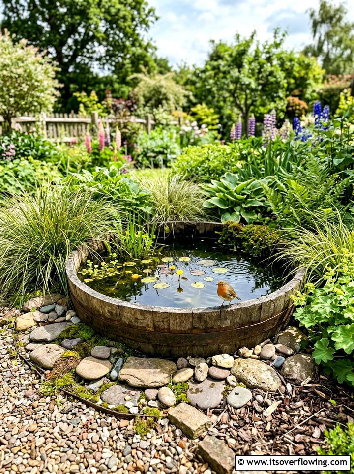 Backyard Wildlife Pond - 25 upcycled garden ideas with rain barrels