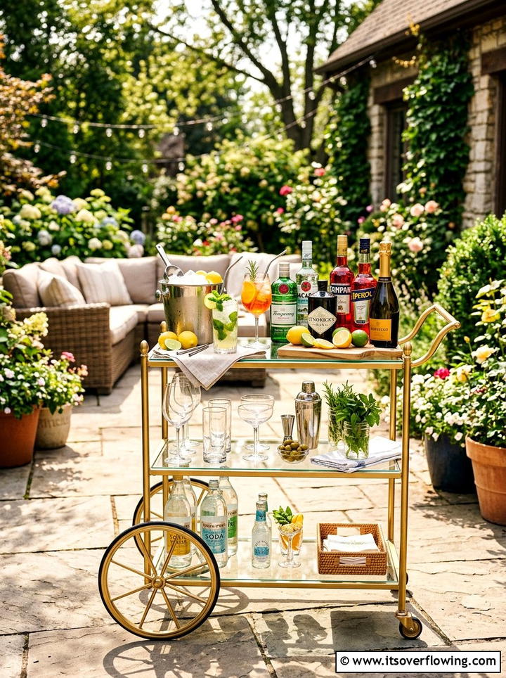 Backyard bar cart - 25 creative garden ideas for summer entertaining