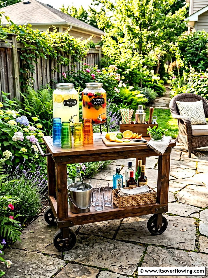 Backyard bar cart - 25 backyard ideas for summer parties