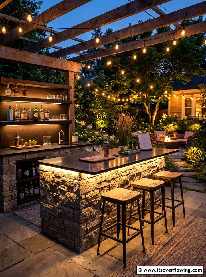 Backyard bar lighting - 25 backyard decorating ideas with holiday lights