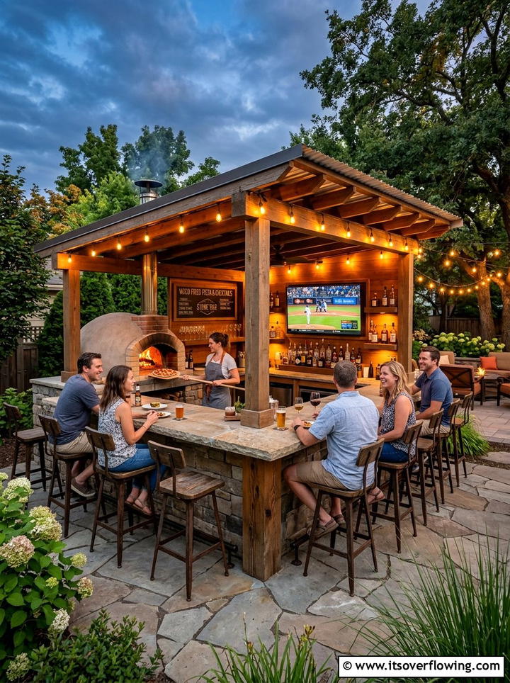Backyard bar with pizza oven - 25 backyard ideas with pizza oven