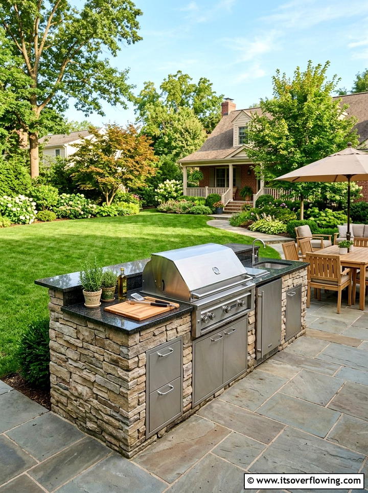 Backyard barbecue island - 25 backyard ideas with outdoor kitchen