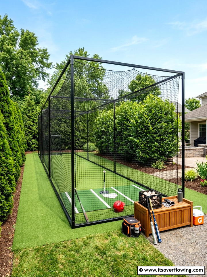 Backyard batting cage - 25 backyard ideas with sports court