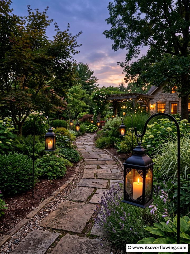 Backyard candle lanterns - 25 backyard decorating ideas with hanging lights