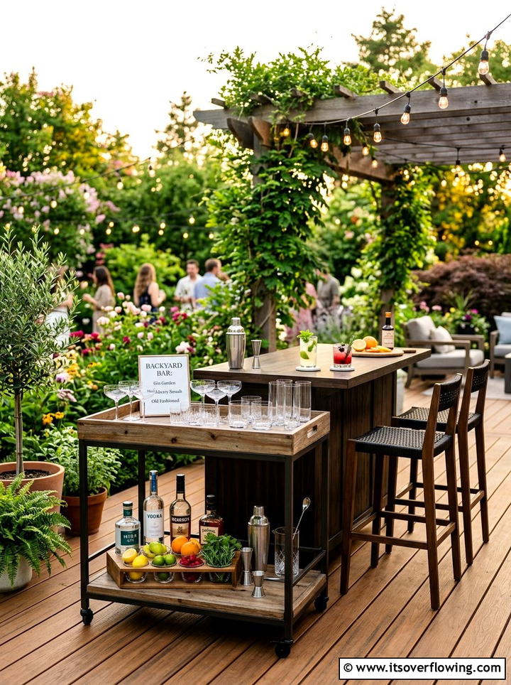 Backyard cocktail station - 25 backyard ideas for fall gatherings