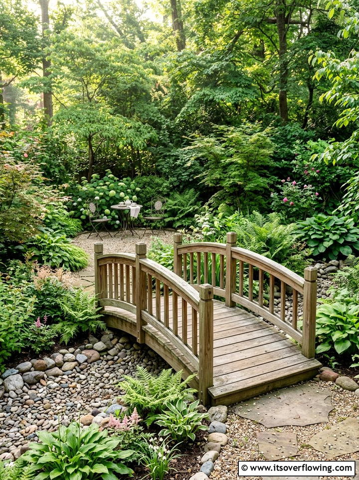 Backyard garden bridge - 25 creative garden ideas with hidden garden corners
