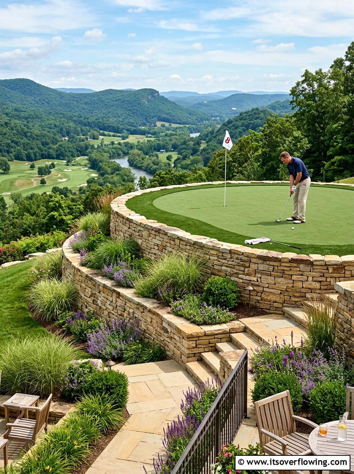 Backyard golf with retaining wall - 25 backyard ideas with putting green