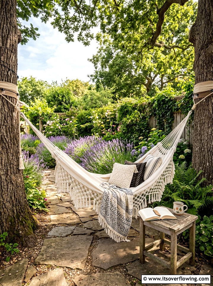Backyard hammock nook - 25 backyard ideas with reading nook