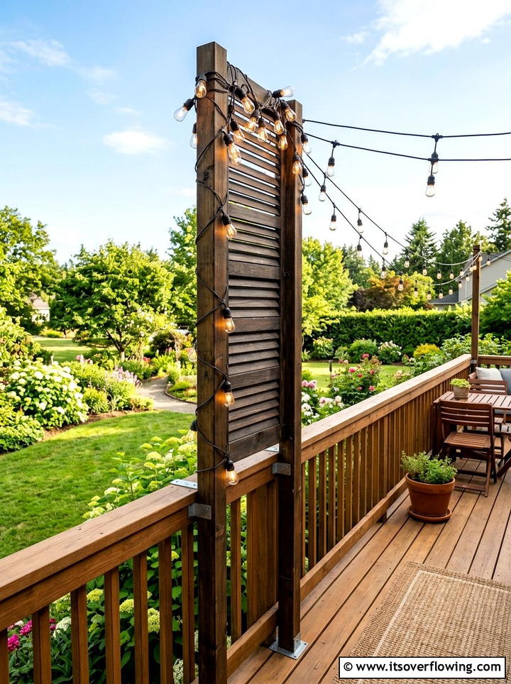 Backyard lighting stand - 25 upcycled garden ideas with old shutters