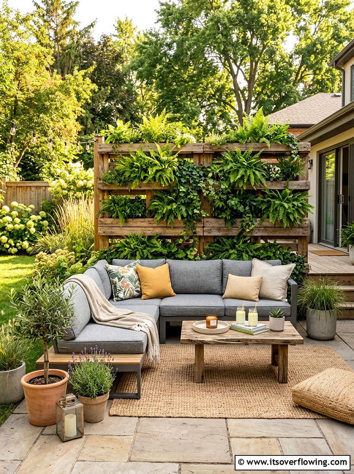 Backyard lounge backdrop - 25 creative garden ideas with pallet planters