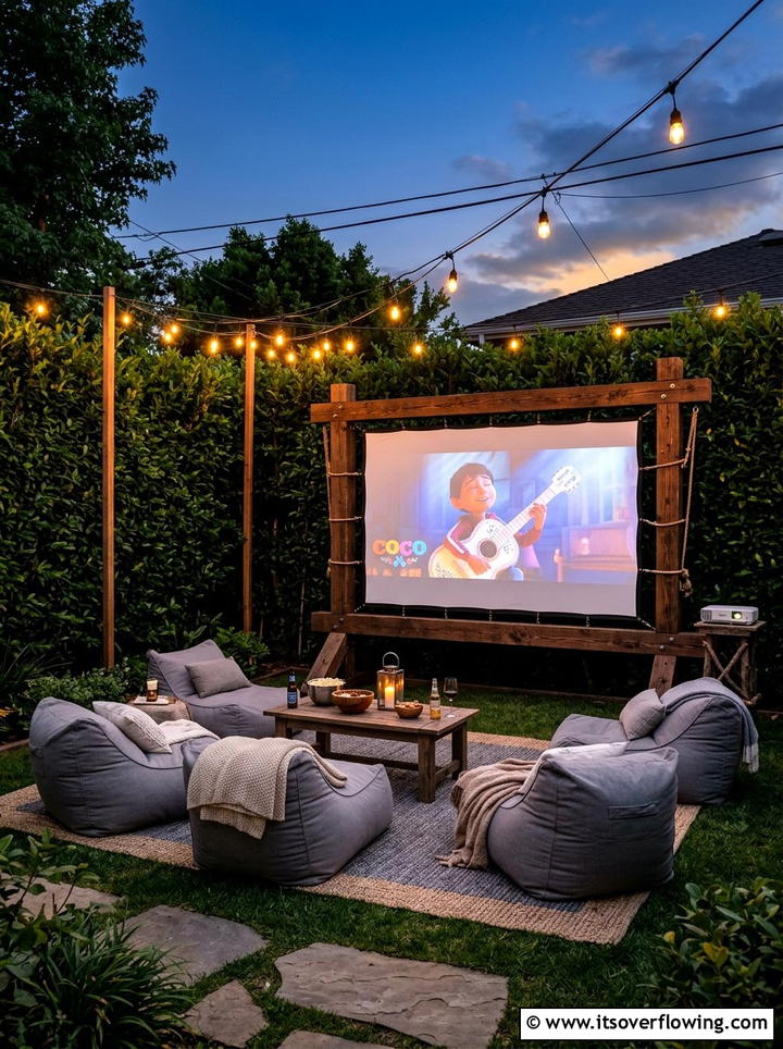 Backyard movie screen - 25 backyard ideas for kids
